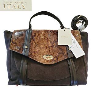 Cuir Rose Italy Genuine Leather Shoulder Messenger Bag, Brown Leather Suede Bag
